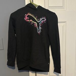 Puma Black Hoodie with Multicolor Logo